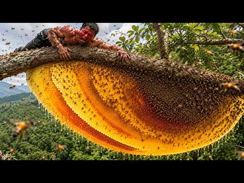 Dangerous Wild Honey Hunt Climbing a Dry 328 Foot Tree on