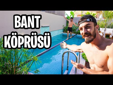 HAVUZUN ÜSTÜNE BANTLA KÖPRÜ YAPTIM