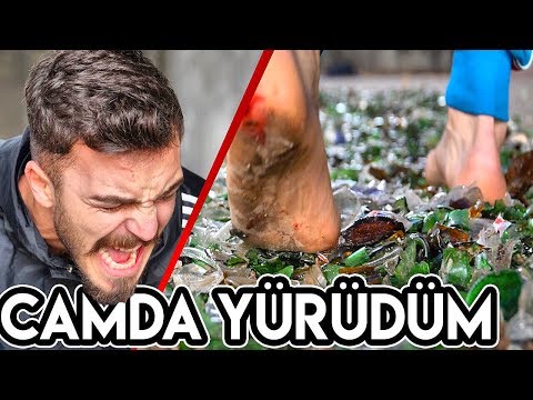 KIRIK CAMLARIN ÜZERİNDE ÇIPLAK AYAK YÜRÜMEK KontrolsüzGüç