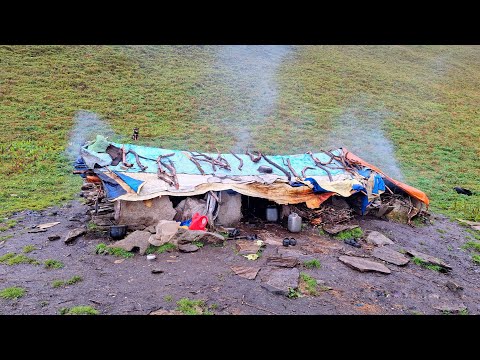 Nepali Mountain Village Life Sheep Shepherd Life Rainy Day