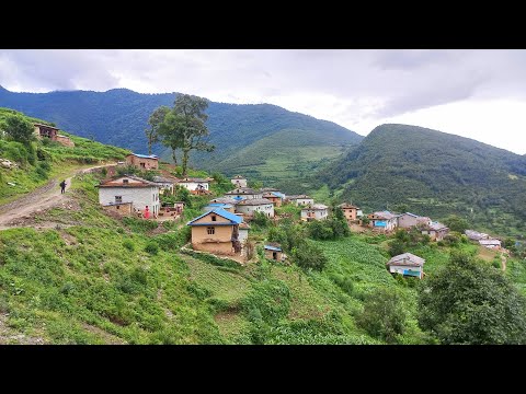 Very Beautiful Nepali Mountain Village Life Rain time Real