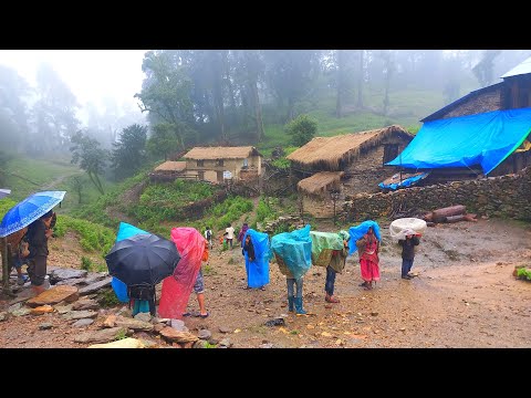 Surviving Life in Nepali Mountain Village During Heavy