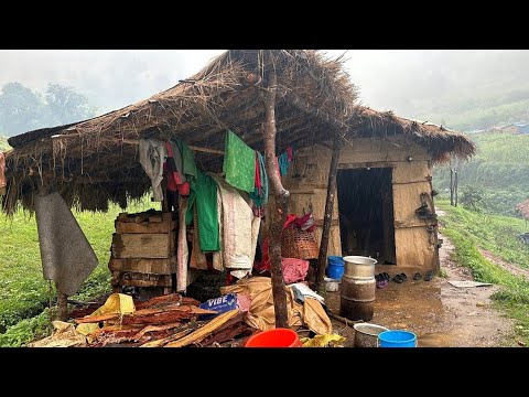 Nepali Mountain Village Life Rainy Day in Jiree Village