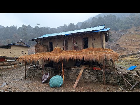 Rural Life in The Nepali Mountains Village Nepal Heavy Rain