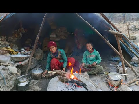 Nepali Mountain Village Life Green Vegetabe Curry Village