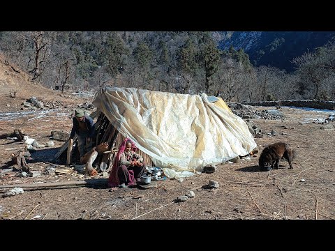 Nomad People Cooking and Eating Nepal Himalayan Village
