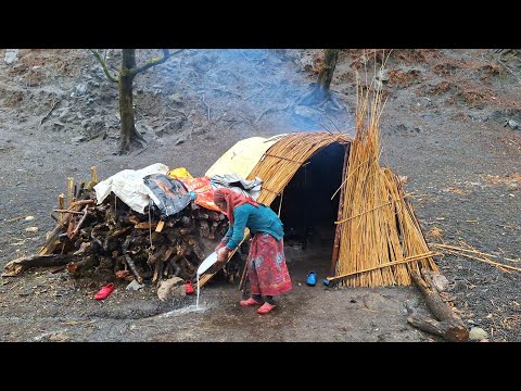 Himalayan Sheep Shepherd Life in Winter Rainy Day Organic