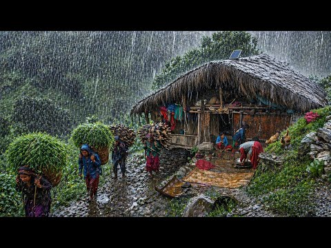 Real Nepali Mountain Village Life During the Rain Most