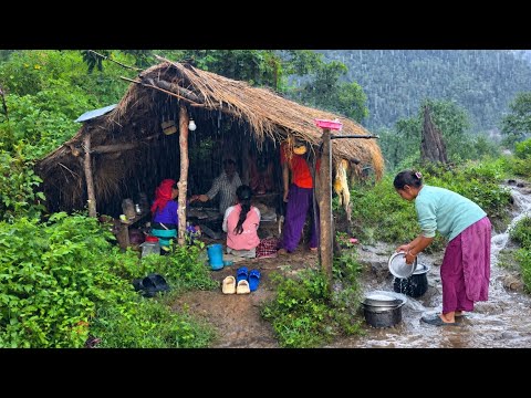 Real Himalayan Nepali Mountain Village Life During the Rain