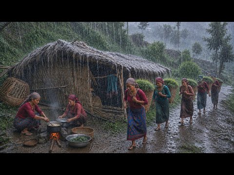 Real Nepali Mountain Village Life During Heavy Rain Season