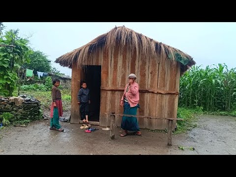 Most Relaxing Nepali Mountain Village Rainy Day in Village