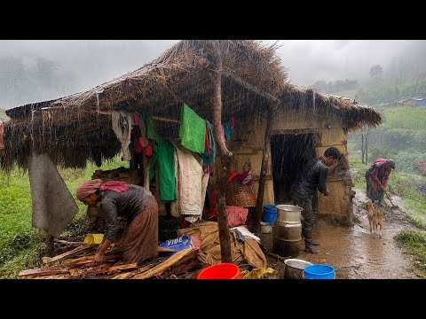 Real Nepali Mountain Village Life During Heavy Rain Season