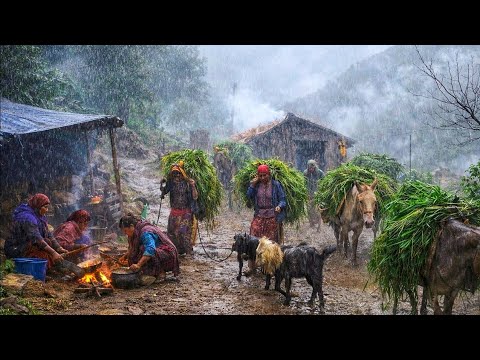 This is Himalayan Nepali Mountain Village Life Heavy Rain