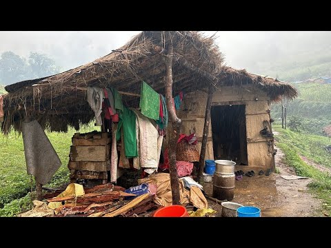 Real Nepali Mountain Village Life During Heavy Rain Most