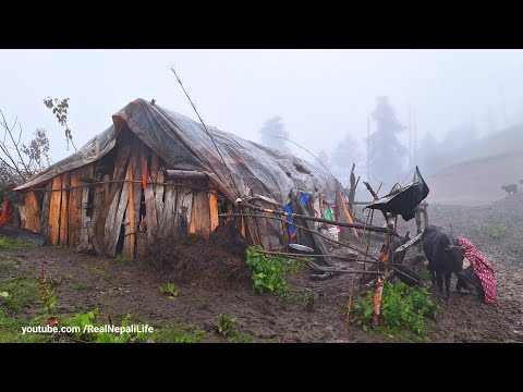 This is Himalayan Village During the Rain Mountain Village