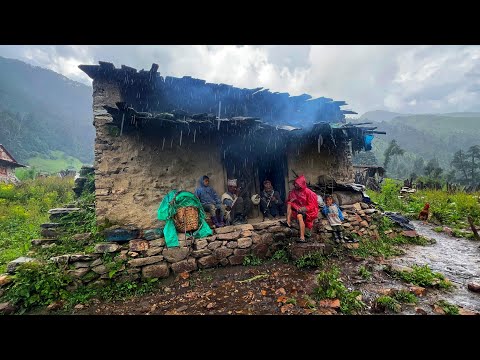 Naturally Beautiful Mountain Village Life During the Rain