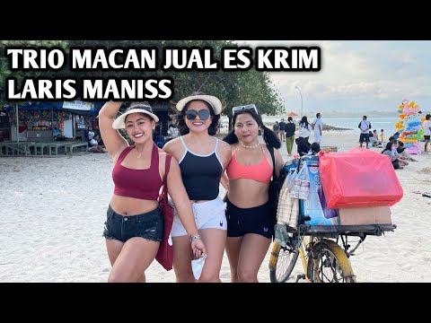 TRIO MACAN JUALAN ES KRIM DI PANTAI SANUR SERU BANGET