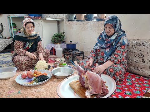 Rural cooking on the first snow of winter Cooking Rooster