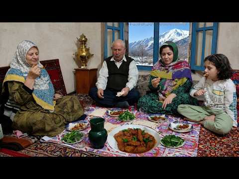Life in an Iranian Mountain Village Baking kebab And Daily