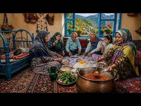 Iranian Village Life Cooking Traditional Gheimeh with Large