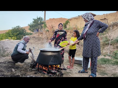 Daily routine village life in Azarbaijan Cooking Hadih