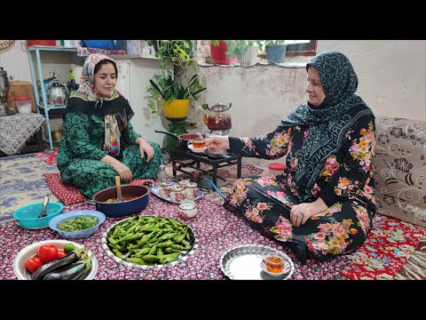 Old Way Of Rustic Okra Recipe Traditional Azerbaijani Food