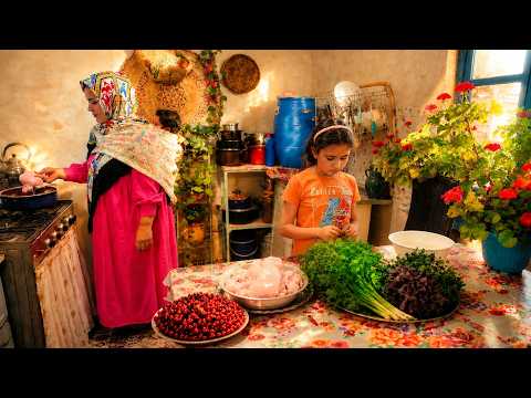 Village Life Iran A Beautiful Day Cooking Persian Cherry