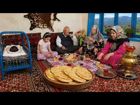 Village Life Iran Fresh Traditional Bread Family Breakfast