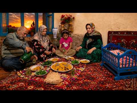 Iranian Village Life A Peaceful Day Cooking Chickpea Rice