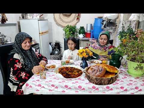 Village Life in Iran Baking Potato Bread Cooking Yatimcheh