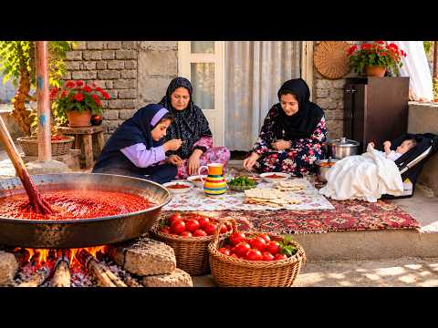 IRAN Daily Village Life The Secret to Homemade Tomato Sauce