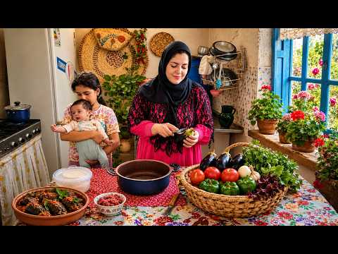 Iranian Village Life Cooking Delicious Eggplant Dolma in