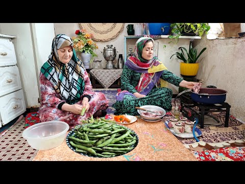 Authentic Iranian Village Recipe Fava Beans Pilaf and Lamb