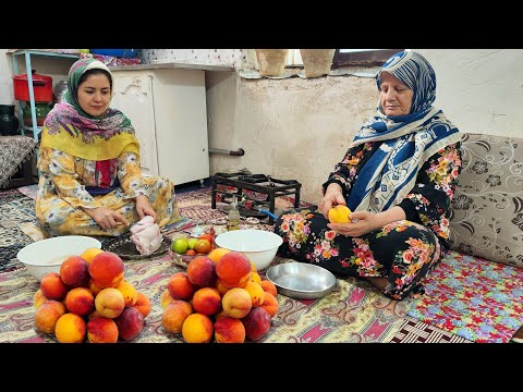 Old Way Of Cooking peach stew in The rural Style Local