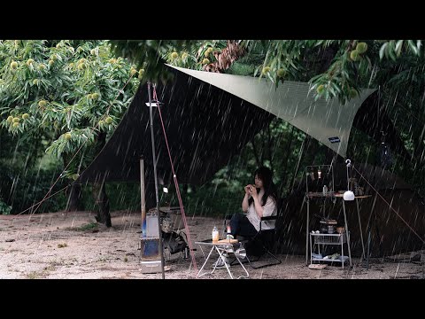 Camping in heavy rain Solo camping in the pouring rain