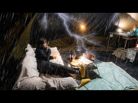 Solo Camping in the rain thunderstorms and heavy rain