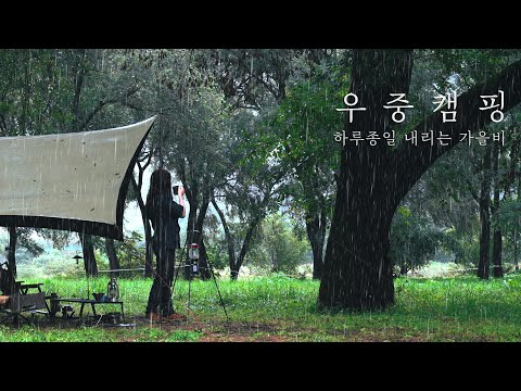 4K 하루종일 쉬지않고 비내리는 숲에서 나혼자 우중캠핑 소니 A7M4로 제작한 캠핑영상 캠핑장비 solo