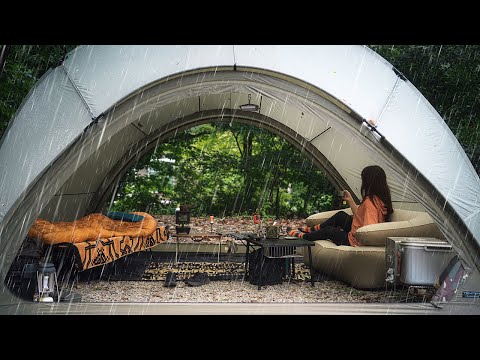 SOLO Camping in the RAIN I RELAX SLEEP in the Forest Rain