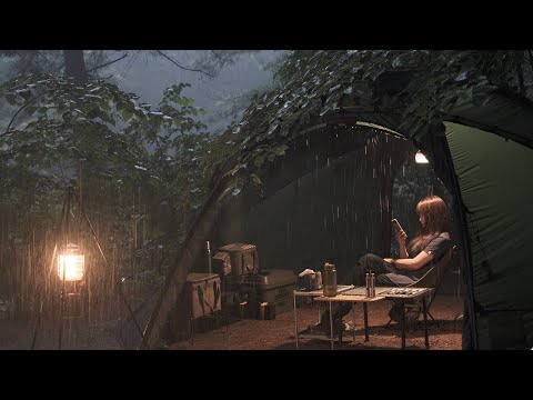 Solo Camping in Heavy rain Sleep and rest listening to the