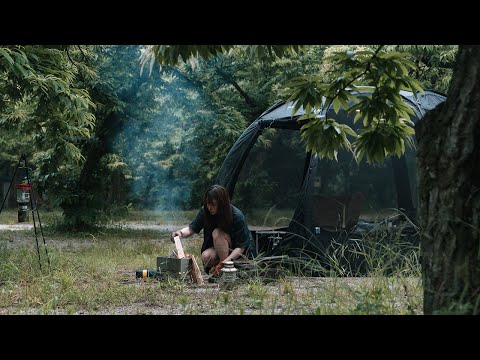 4K Solo camping in the forest swim rest and eat delicious