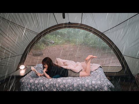 Solo camping in Heavy rain Lying in a tent all day