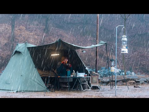Camping in Heavy Rain On a rainy night I went camping