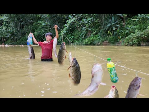 The boy went to the stream to cast his net and unexpectedly