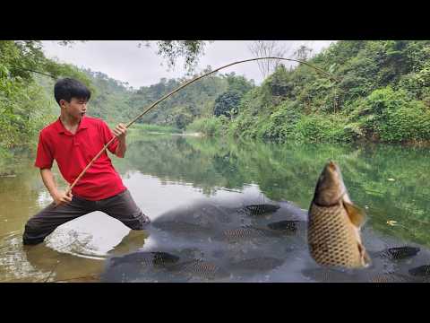 Young Lam was fishing in the pond on the newly purchased