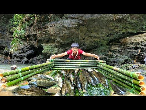 With primitive fishing skills the boy Lam caught many big