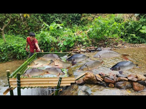 The boy Lam used an ancient fishing method and luckily he