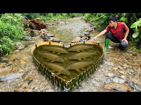 Full video 31 days Boy Lam Che made many fish traps to