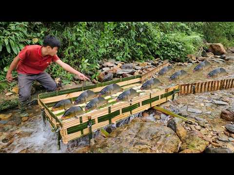 When checking his bamboo fish trap Lam was very surprised
