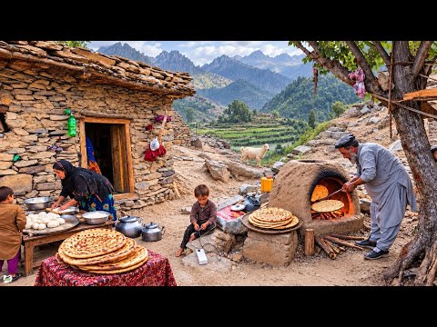 Happy Life of a Family in a high Mountain Village of