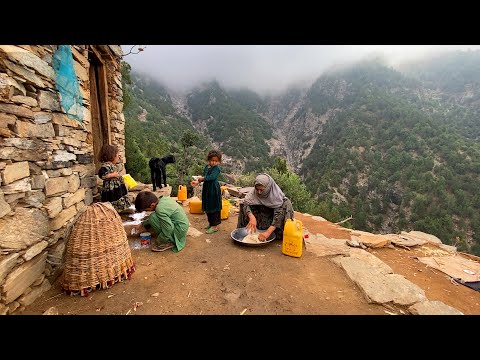 Hard Life of a Lonely Old Woman in High Mountains Village